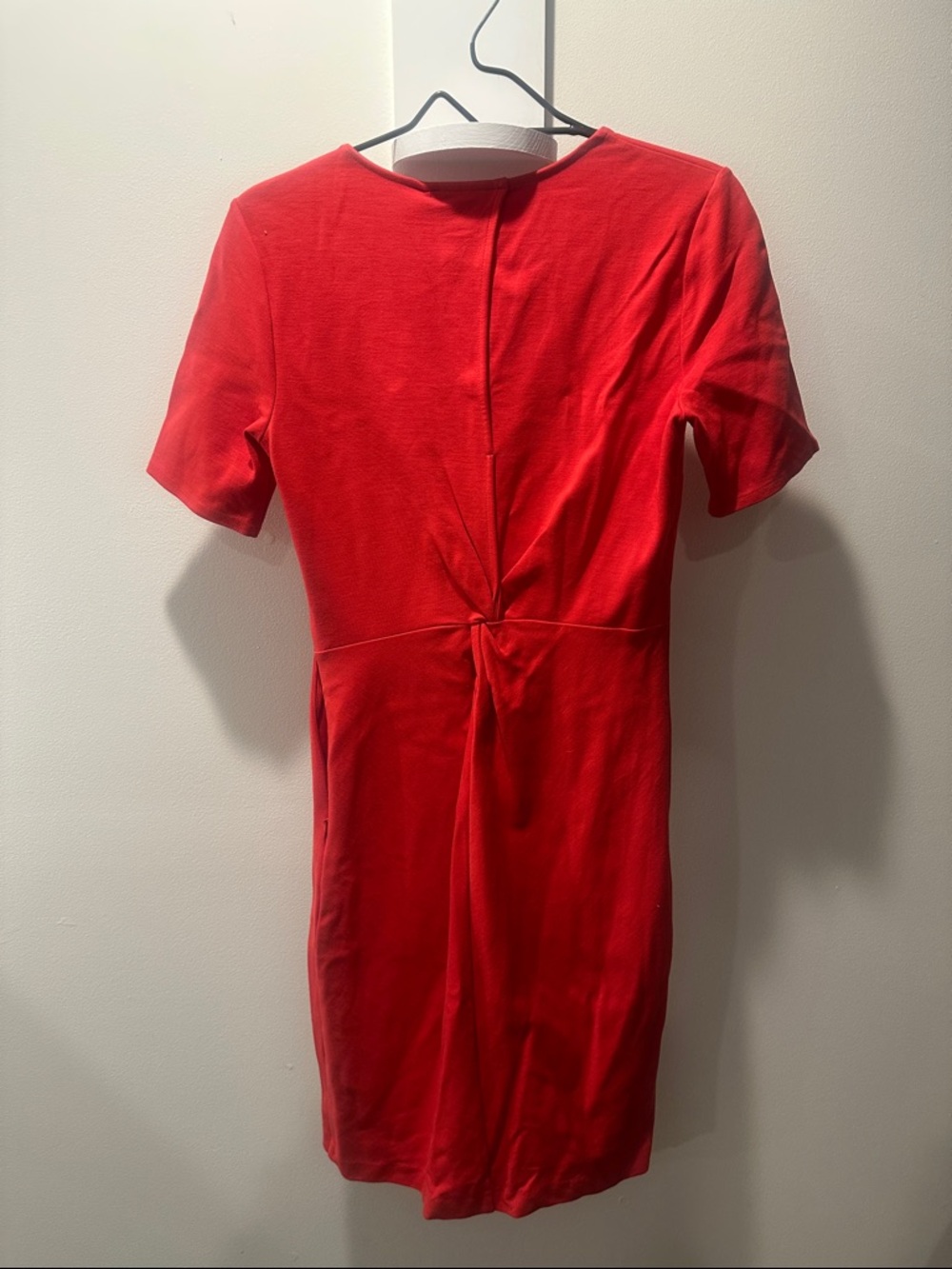 Banana Republic Red Short-Sleeve Twist-Back Midi Dress